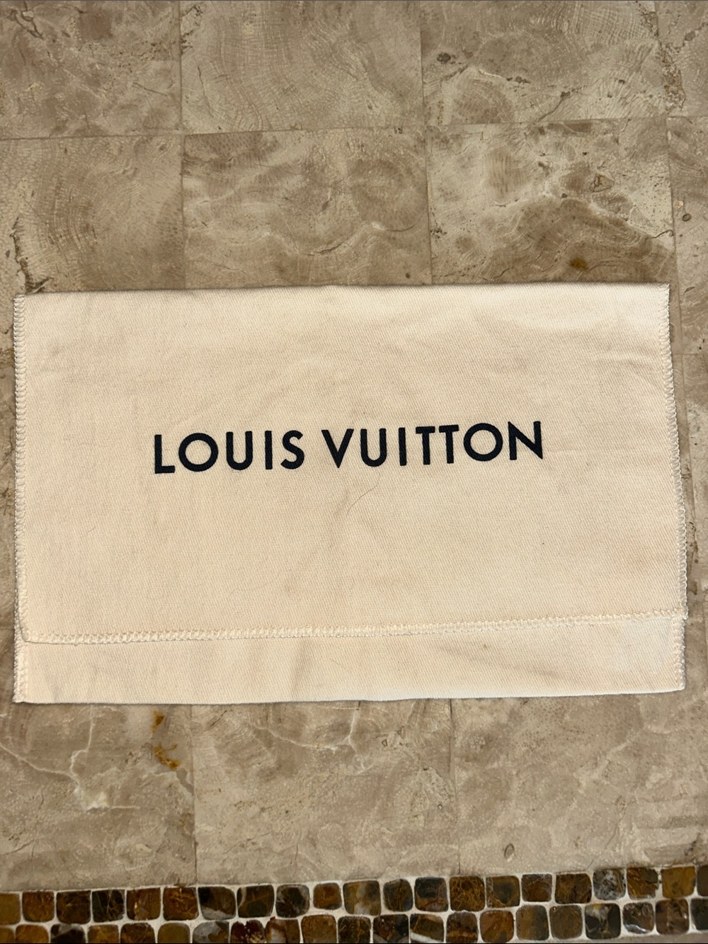 Authentic Louis Vuitton Cream Dust Bag Envelope Flap Style Size 9x5”